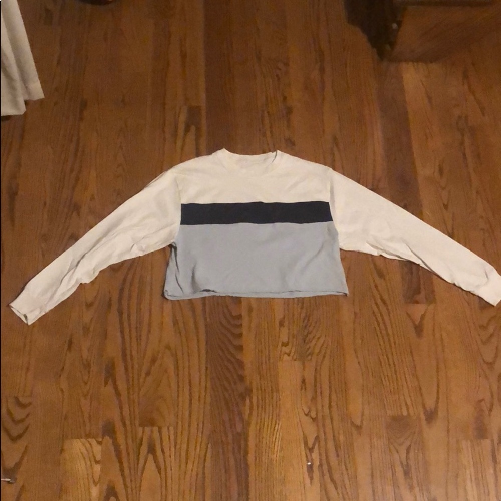long sleeve blue brandy melville color block tee